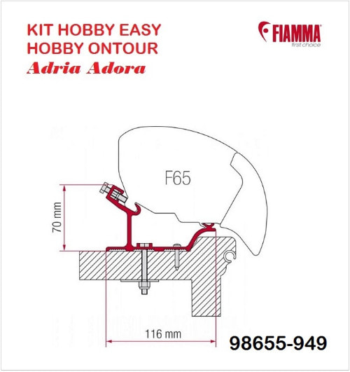 [피아마] F65/F80 킷 하비 이지, 하비 온투어, 아드리아 아도라 - 카라반용 브라켓